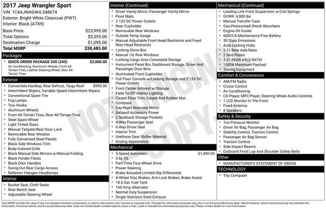 2017 Jeep Wrangler Sport