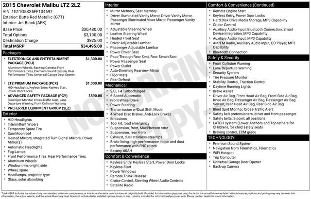 2015 Chevrolet Malibu LTZ 2LZ