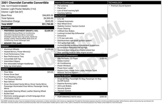 2001 Chevrolet Corvette Base