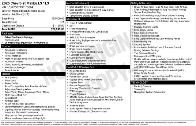 2025 Chevrolet Malibu LS 1LS