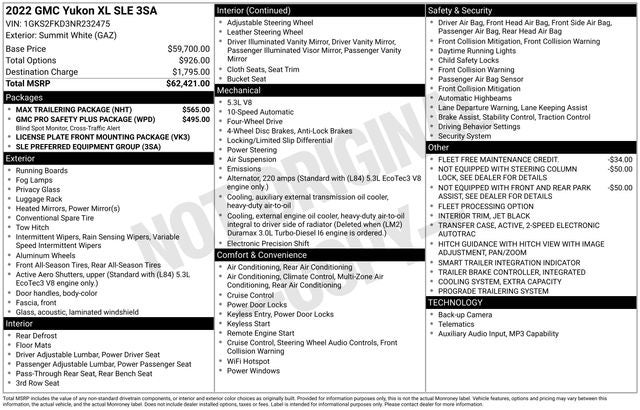 2022 GMC Yukon XL SLE