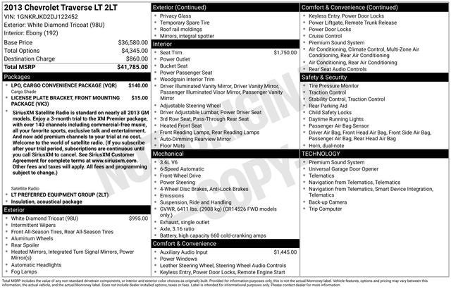 2013 Chevrolet Traverse 2LT 2LT