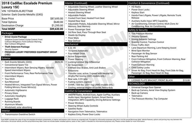 2018 Cadillac Escalade Premium Luxury