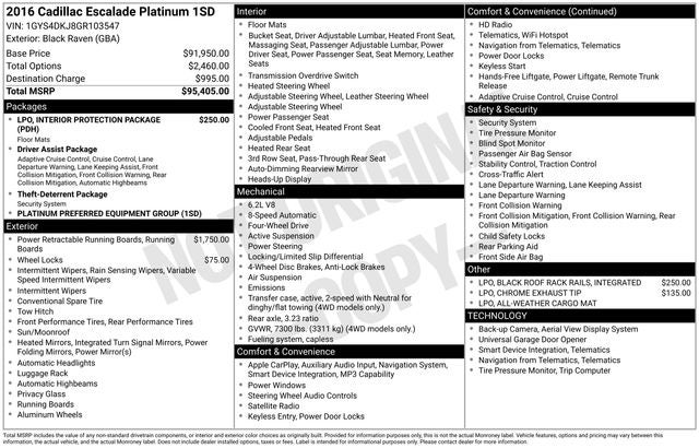 2016 Cadillac Escalade Platinum Edition