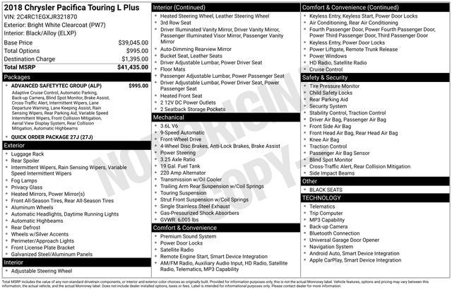 2018 Chrysler Pacifica Touring L Plus