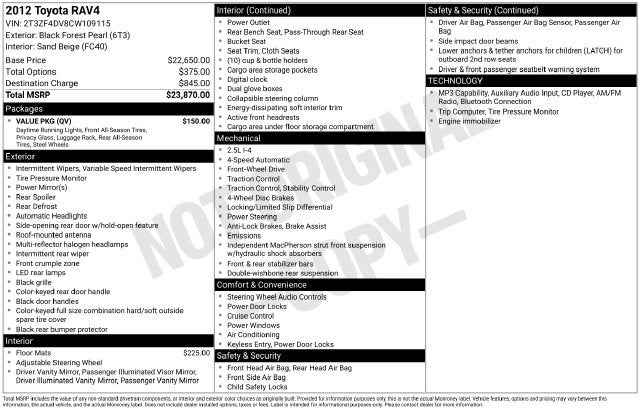 2012 Toyota RAV4 Base