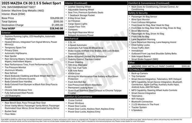 2025 Mazda Mazda CX-30 2.5 S Select Sport
