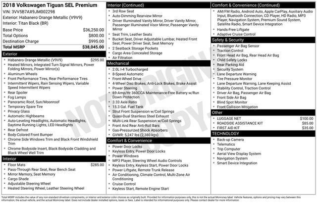 2018 Volkswagen Tiguan 2.0T SEL Premium