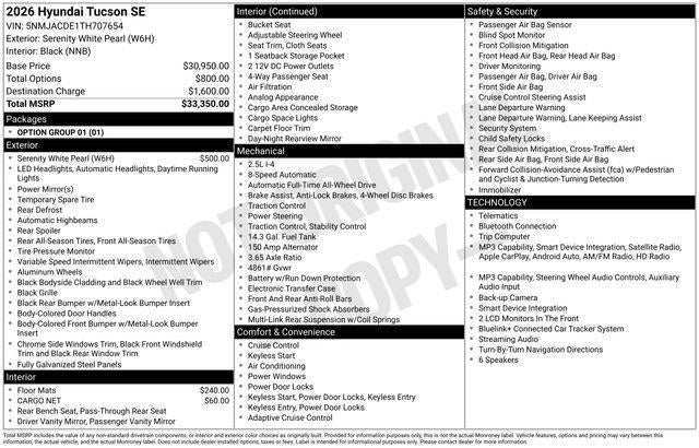 2026 Hyundai TUCSON SE