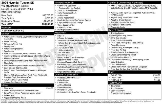 2026 Hyundai TUCSON SE