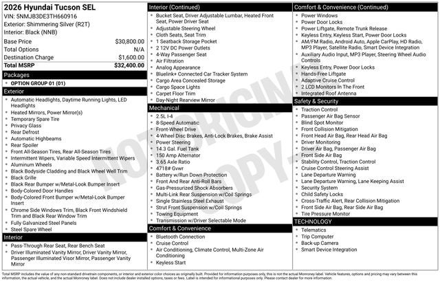 2026 Hyundai TUCSON SEL