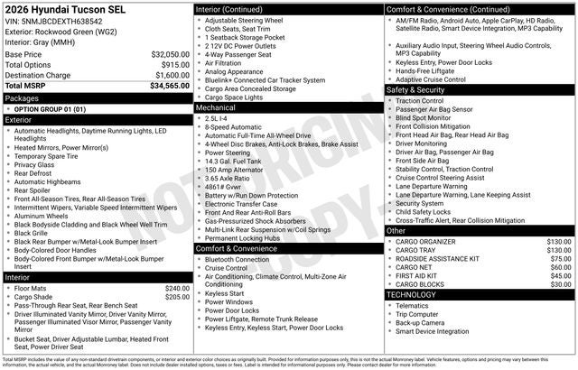 2026 Hyundai TUCSON SEL