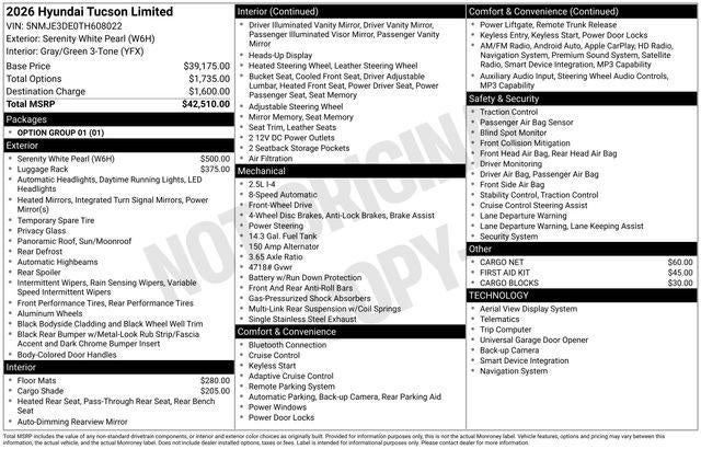 2026 Hyundai TUCSON Limited