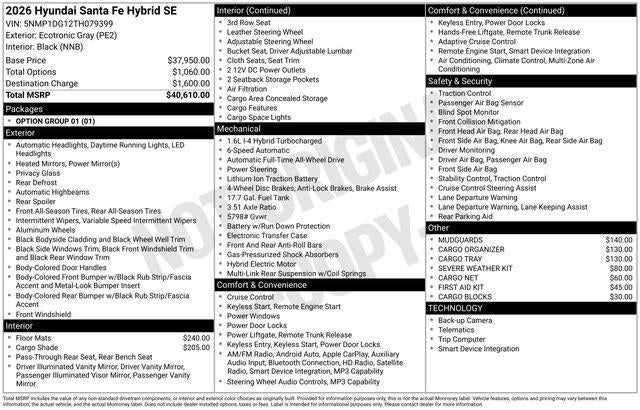 2026 Hyundai SANTA FE HYBRID SE