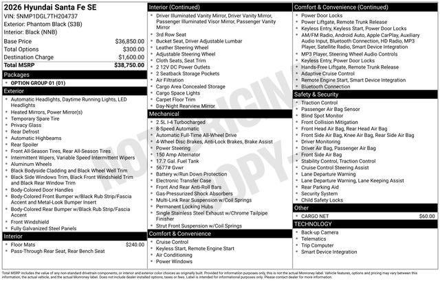 2026 Hyundai SANTA FE SE