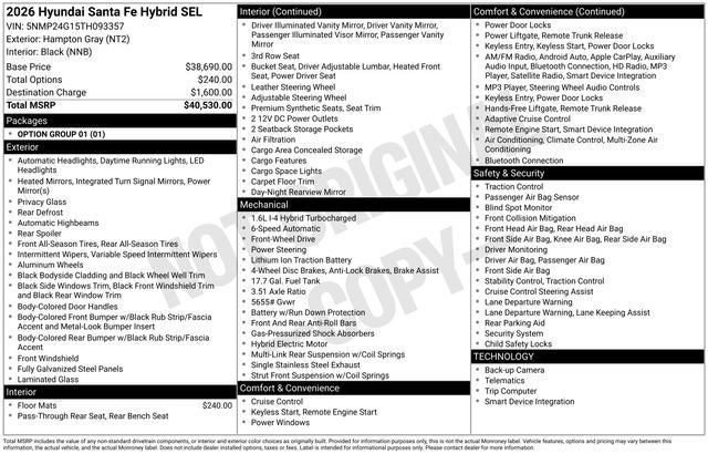 2026 Hyundai SANTA FE HYBRID SEL