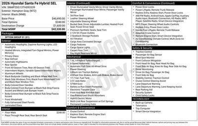 2026 Hyundai SANTA FE HYBRID SEL