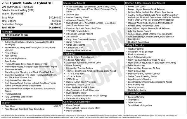 2026 Hyundai SANTA FE HYBRID SEL