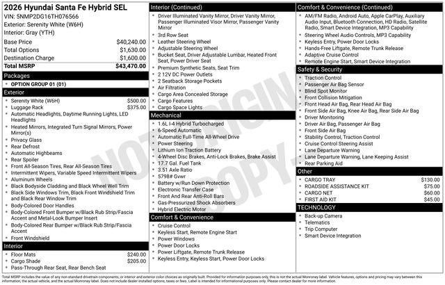 2026 Hyundai SANTA FE HYBRID SEL