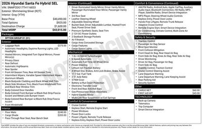 2026 Hyundai SANTA FE HYBRID SEL