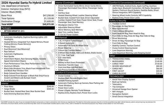 2026 Hyundai SANTA FE HYBRID Limited
