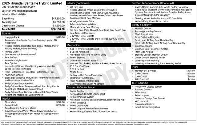 2026 Hyundai SANTA FE HYBRID Limited