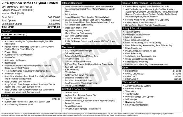 2026 Hyundai SANTA FE HYBRID Limited