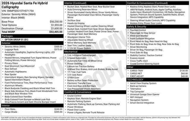 2026 Hyundai SANTA FE HYBRID Calligraphy