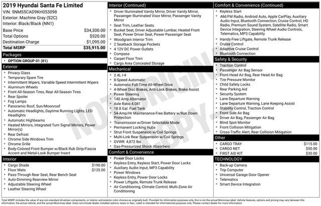 2019 Hyundai SANTA FE Limited