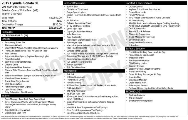 2019 Hyundai SONATA SE