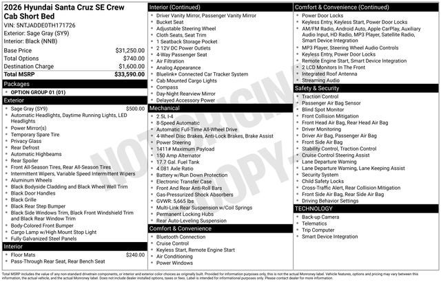 2026 Hyundai SANTA CRUZ SE