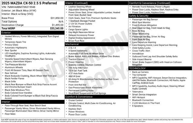 2025 Mazda Mazda CX-50 2.5 S Preferred Package
