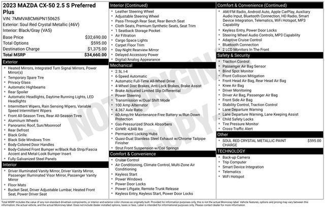 2023 Mazda Mazda CX-50 2.5 S Preferred Plus Package