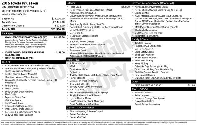 2016 Toyota Prius Base