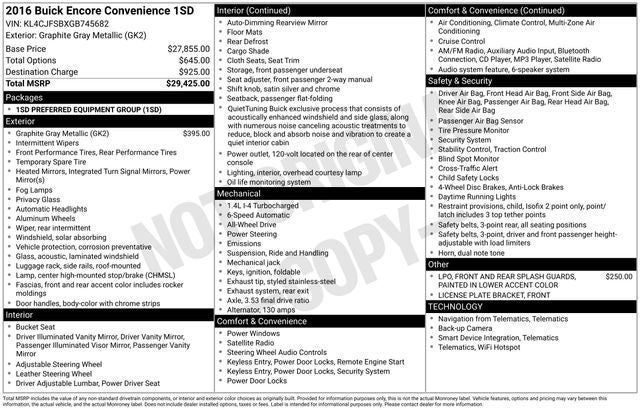 2016 Buick Encore Convenience