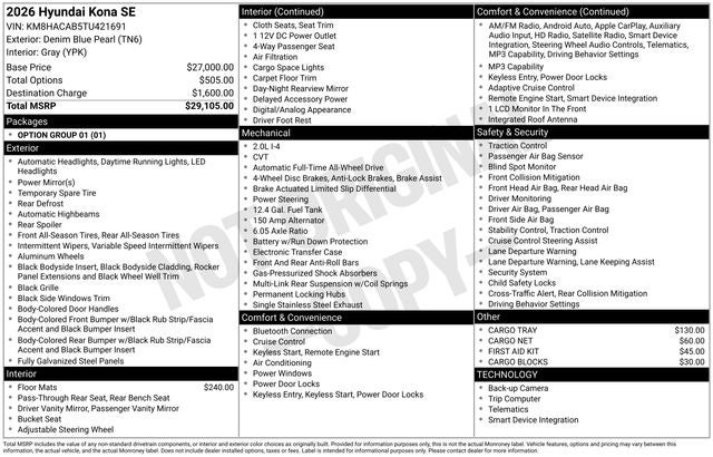 2026 Hyundai KONA SE