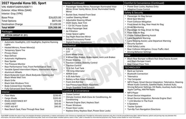 2027 Hyundai KONA SEL Sport