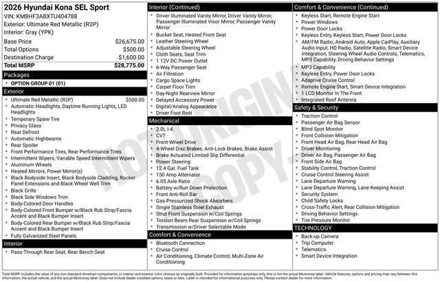 2026 Hyundai KONA SEL Sport