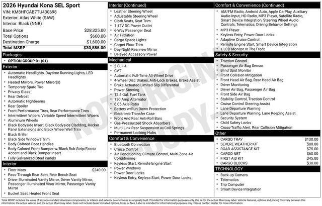 2026 Hyundai KONA SEL Sport