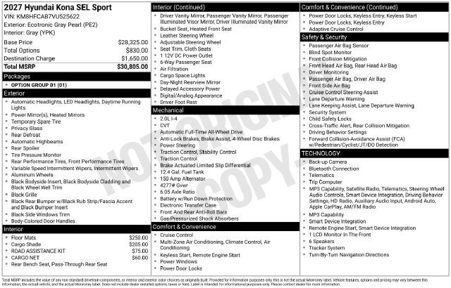 2027 Hyundai KONA SEL Sport