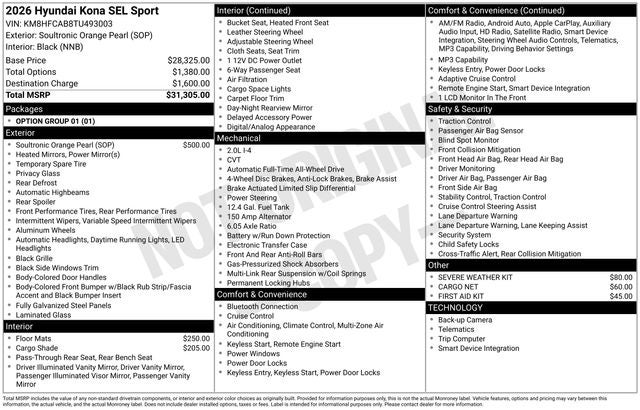 2026 Hyundai KONA SEL Sport