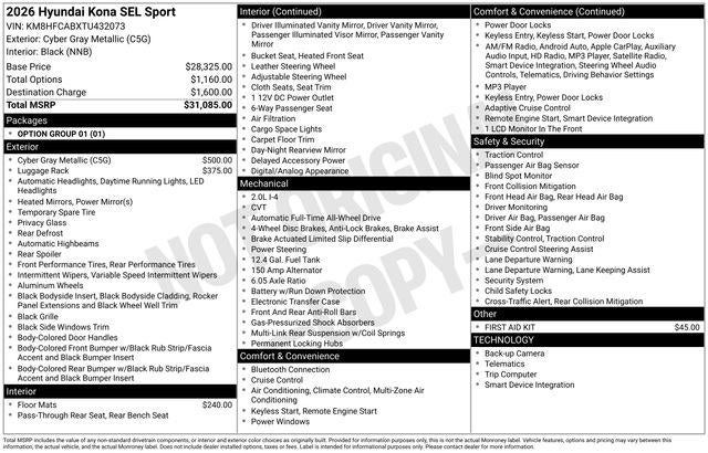 2026 Hyundai KONA SEL Sport
