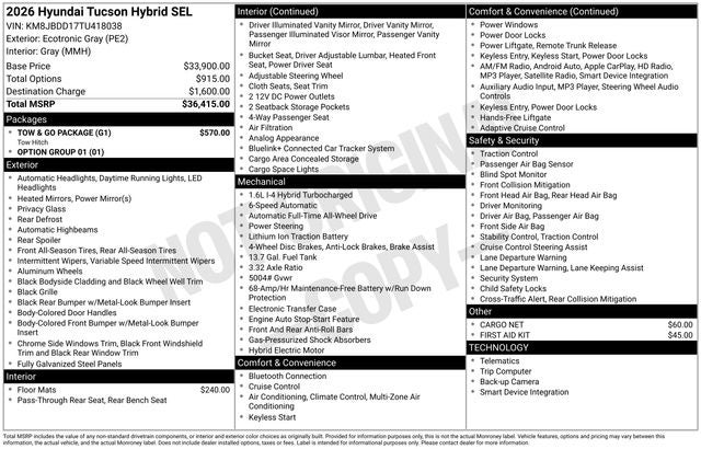 2026 Hyundai TUCSON HYBRID SEL