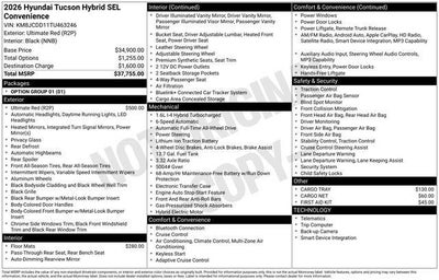 2026 Hyundai TUCSON HYBRID SEL Convenience