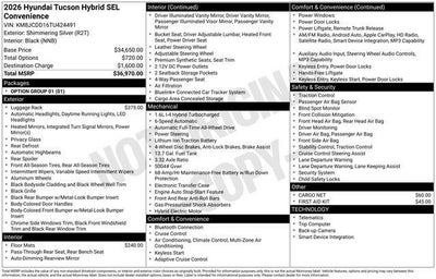 2026 Hyundai TUCSON HYBRID SEL Convenience