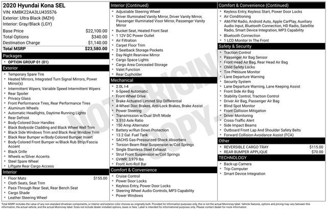 2020 Hyundai KONA SEL
