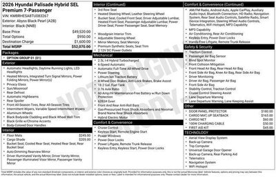 2026 Hyundai PALISADE HYBRID SEL Premium 7 Passenger