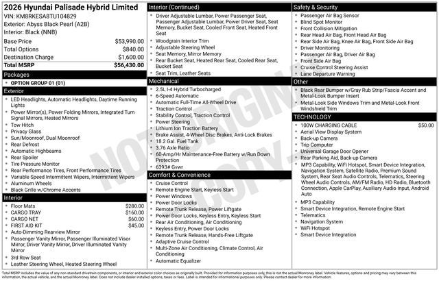 2026 Hyundai PALISADE HYBRID Limited