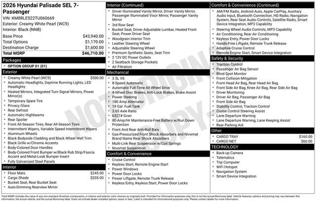 2026 Hyundai PALISADE SEL 7 Passenger