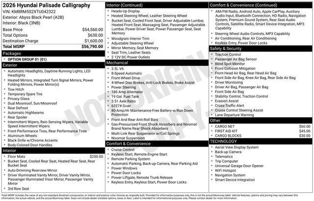 2026 Hyundai PALISADE Calligraphy
